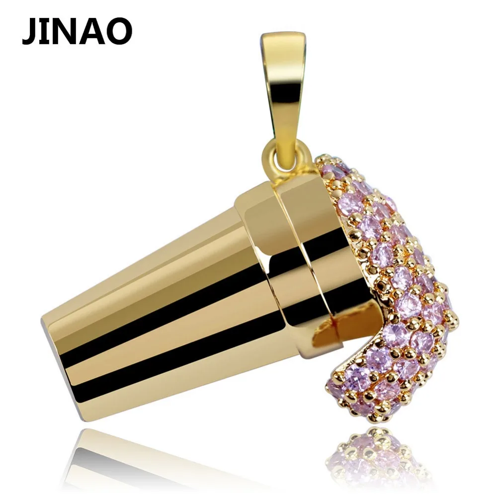 JINAO хип хоп подвеска Мороженое Micro Pave кубический циркон цепочки и ожерелья для