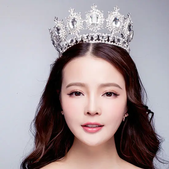 Diversificada de Prata Cristal Coroa de Perolas de Moda Rainha Da Coroa Do Casamento Da tiara Da Noiva Do Cabelo Do Casamento
