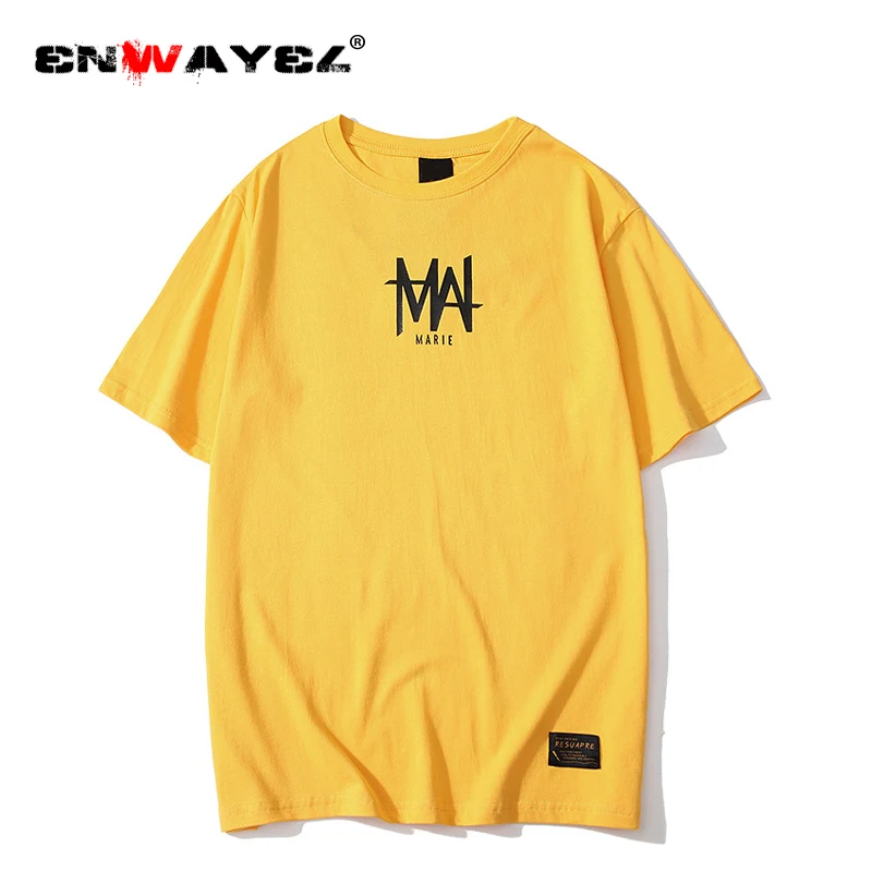 ENWAYEL Фирменная Новинка уличная Модная хлопковая футболка для мужчин 2019 Лето хип
