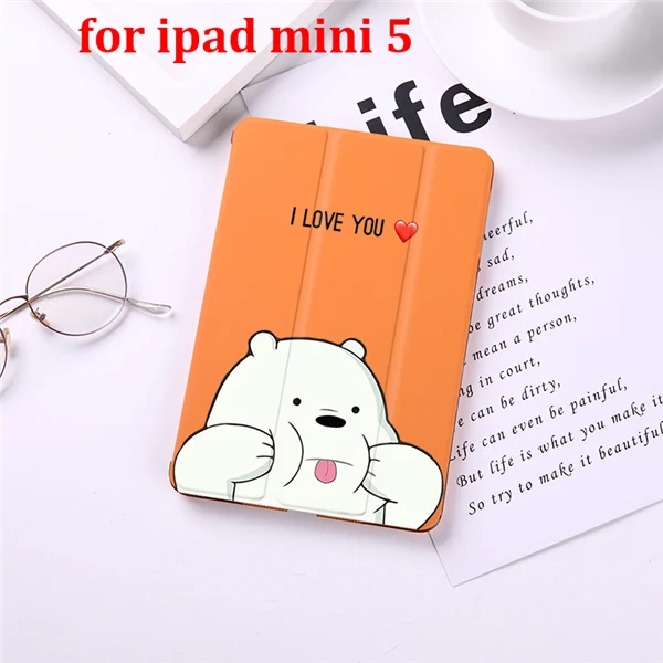 for Mini 5 Чехол-книжка с изображением медведей из мультфильма для iPad Mini 5, 4, 3, 2, 1, чехол для планшета Mini 1, 2, 3 из искусственной кожи, чехол с защитой от холода, с функцией автоматического сна - Цвет: for Mini 5