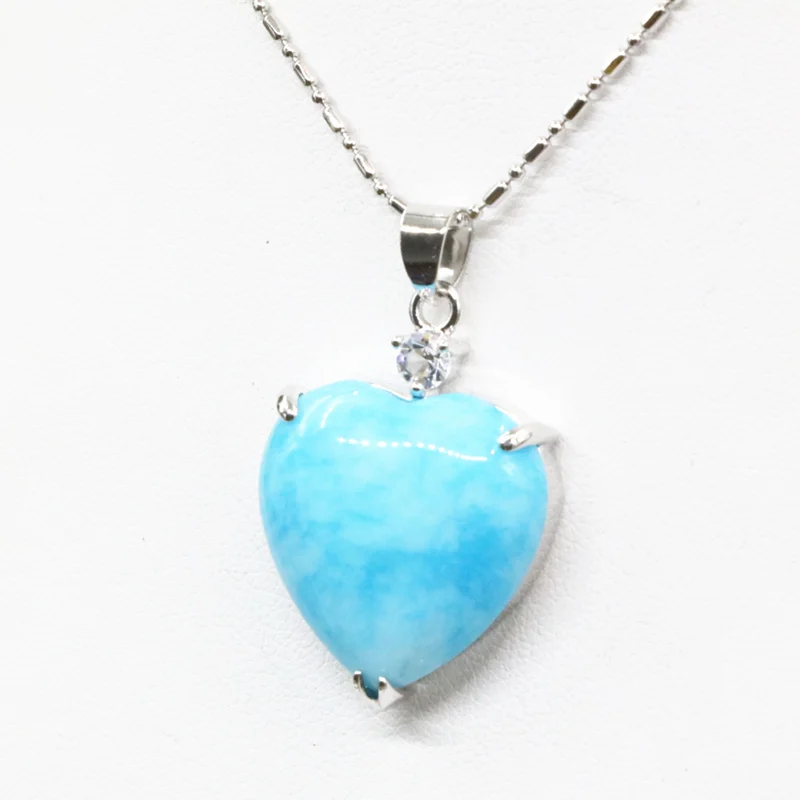 Женская подвеска в форме сердца с подвеской из камня ожерелье натуральной