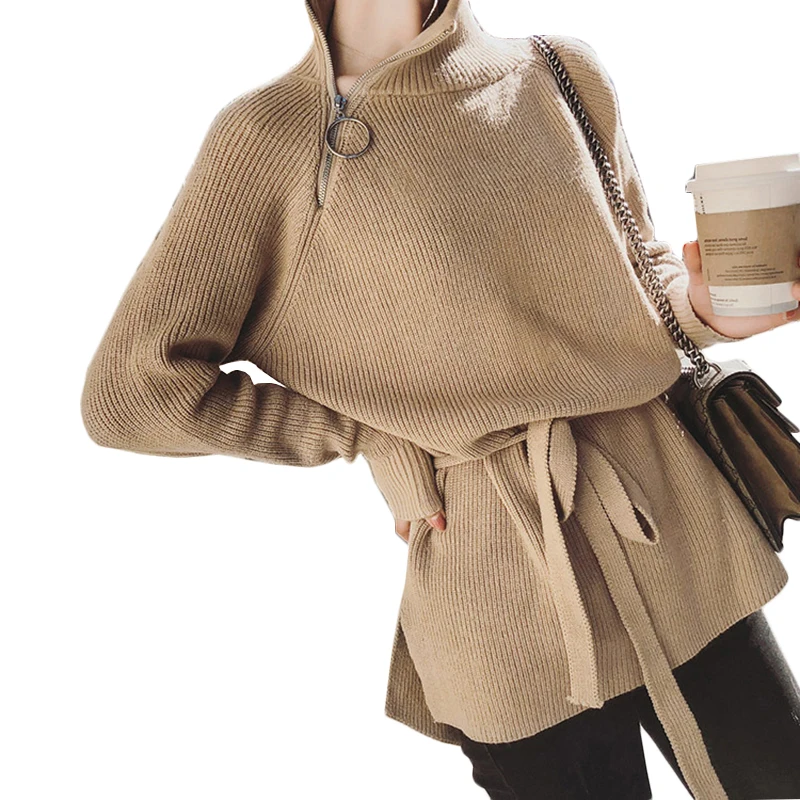 

autumn winter women sweater pullover warm long sleeve turtleneck loose solid knitting tops basic sweater retro korea