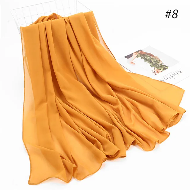 color 8 1 шт.,, шифоновый шарф, шали большого размера 180*85 см, два лица, однотонный, цветной хиджаб кашне в мусульманском стиле/шарф, 22 цвета - Цвет: color 8