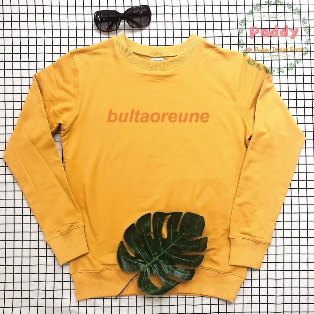 Bultaoreune джемпер KPOP уличная Толстовка для женщин Женский Топ с длинным рукавом Пуловеры Tumblr модные толстовки Прямая поставка