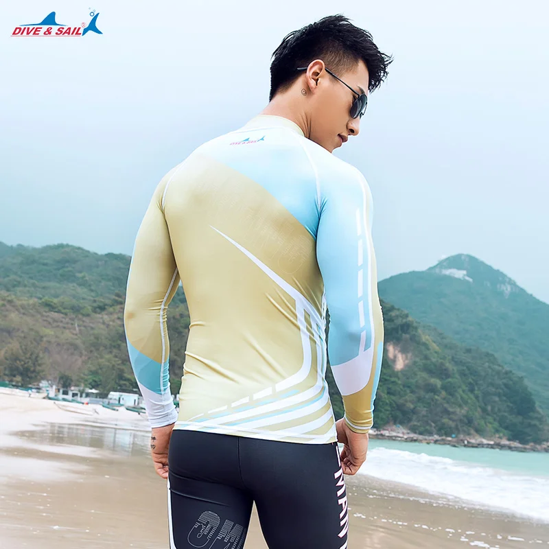 Мужские УФ гидрокостюмы с длинным рукавом топ защитой от сыпи куртка на молнии