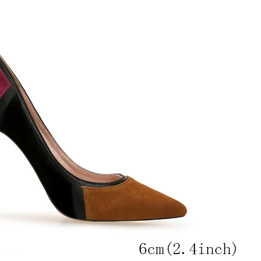 Light Brown 6cm Ультра Туфли-лодочки модельные туфли из натуральной кожи Большие размеры 12-44 женские разноцветные туфли на очень высоком каблуке 8 см с острым носком - Цвет: Light Brown 6cm
