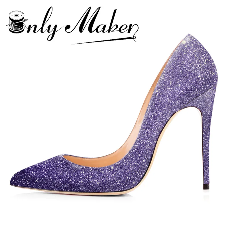 Onlymaker/женские блестящие туфли лодочки с блестками Пикантные острым носком на