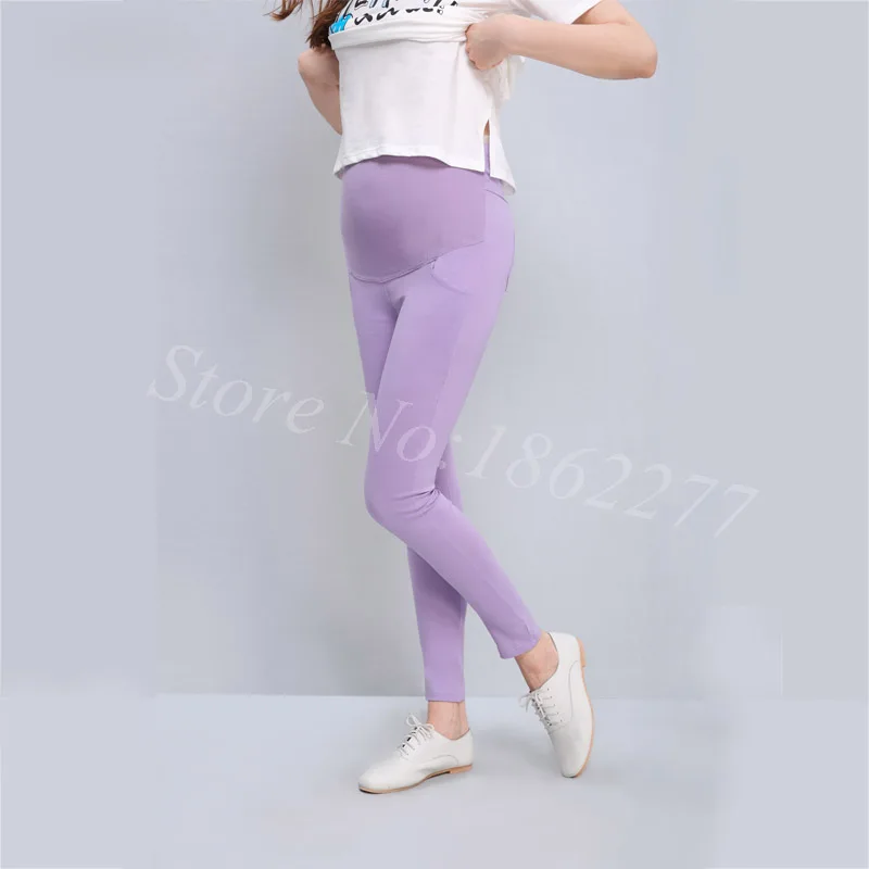 Candy Purple Яркие Леггинсы для беременных, Одежда для беременных, штаны с высокой талией, Ropa Maternidad Vetement Grossesse 34% Off - Цвет: Candy Purple