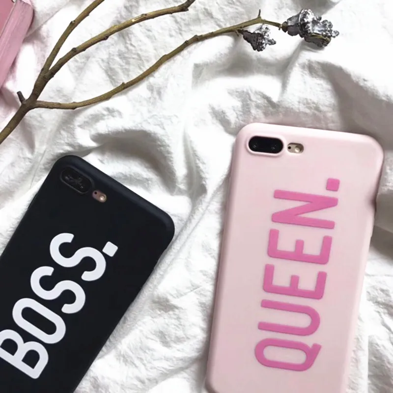 STROLLIFE буквы queen &amp Boss пары телефон чехлы для iPhone 7 чехол Ultra Slim пластичный