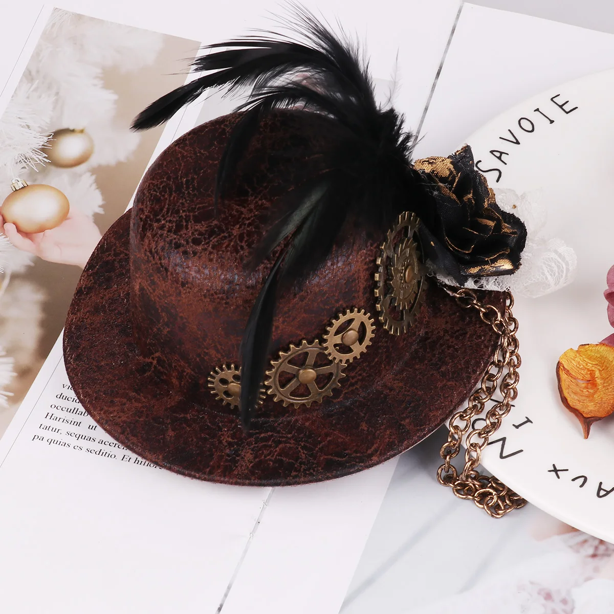 Мини топ в викторианском стиле головной убор стимпанк викторианской готики для