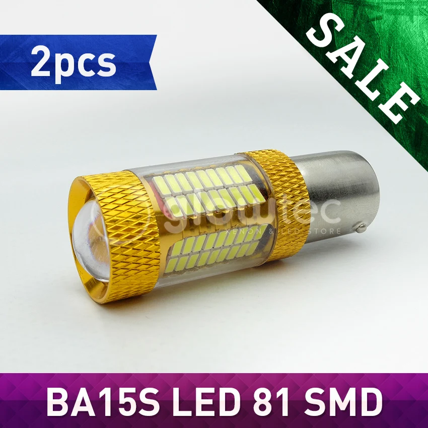 2 шт. BA15S 81 SMD LED 1156 1157 Светодиодные лампы 81SMD Противотуманные фары супер яркие белые