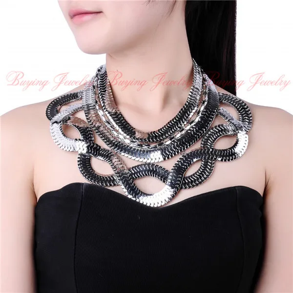 Крупные украшения себе цвета: золотистый серебристый змея цепи Биб колье панк