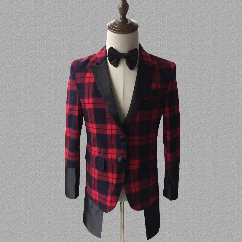 

lattice blazer men suits designs jacket mens stage costumes for singers clothes dance star style dress punk rock masculino red