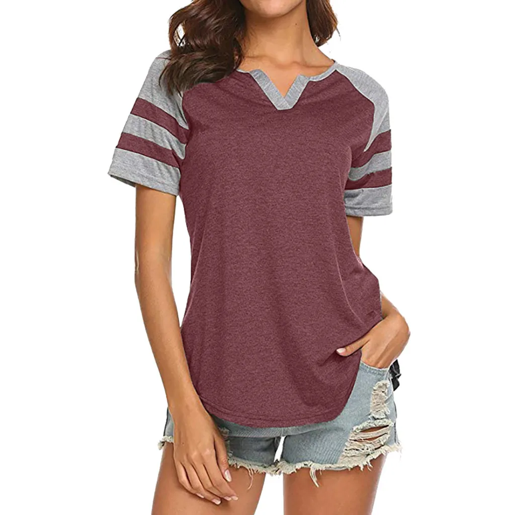 SAGACE Summer blouses woman 2019 plus size Women Casual Lady V-Neck Striped Short Sleeve Blouse Shirt Top | Женская одежда