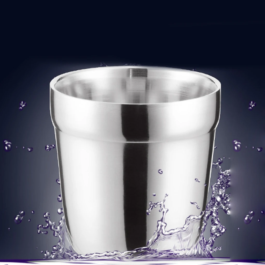 MagiDeal 4pcs Stainless Steel Mini Double Layer Camping Travel Home Water Mug Cup 180ml for picnic dinner party camping | Дом и сад