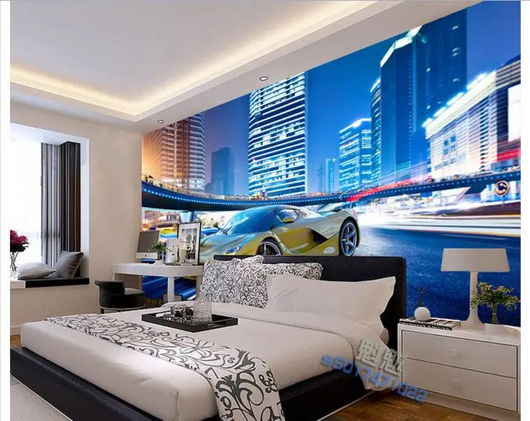 3d фото обои на заказ настенные фрески крутой спортивный автомобиль фон обои|Обои|