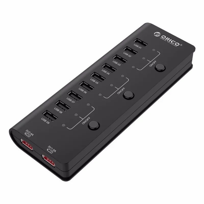 ORICO высокоскоростной usb-хаб с 9 портами USB 2,0 концентратор разветвитель с переключателем вкл/выкл EU US AU UK адаптер питания для ноутбуков Mac OS