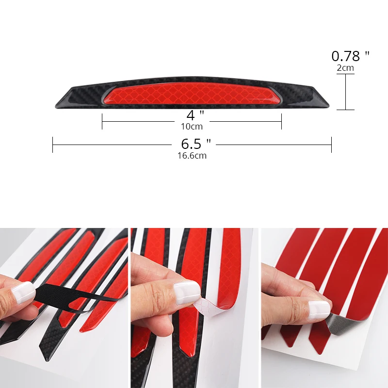 

4PCS Practical Car Reflective Anti-collision Warning Sticker Universal Auto Safety Mark Side Scratch-proof Door Strip