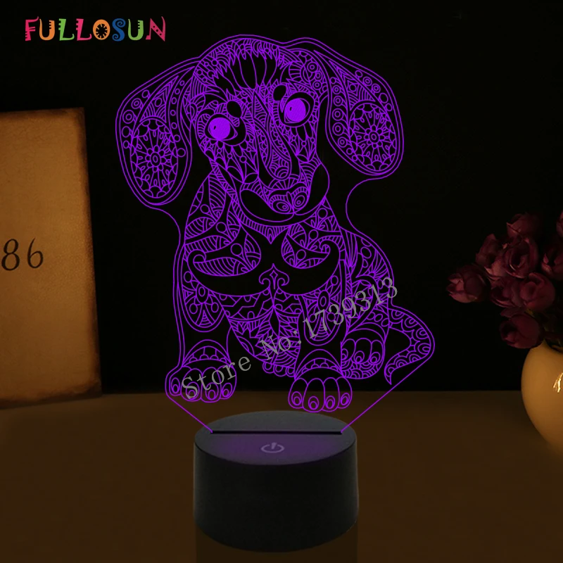 Креативный детский подарок 3D Illuison лампа для собак бультерьер светодиодный ночник креативный декоративный Настольный светильник