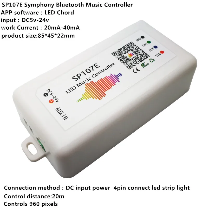 Светодиодный контроллер sp107 e Wi-Fi Bluetooth Pixel IC SPI музыка через мобильное приложение