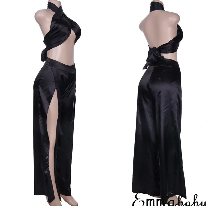 Женское платье длинное с вырезом Бандажное черное | Женская одежда