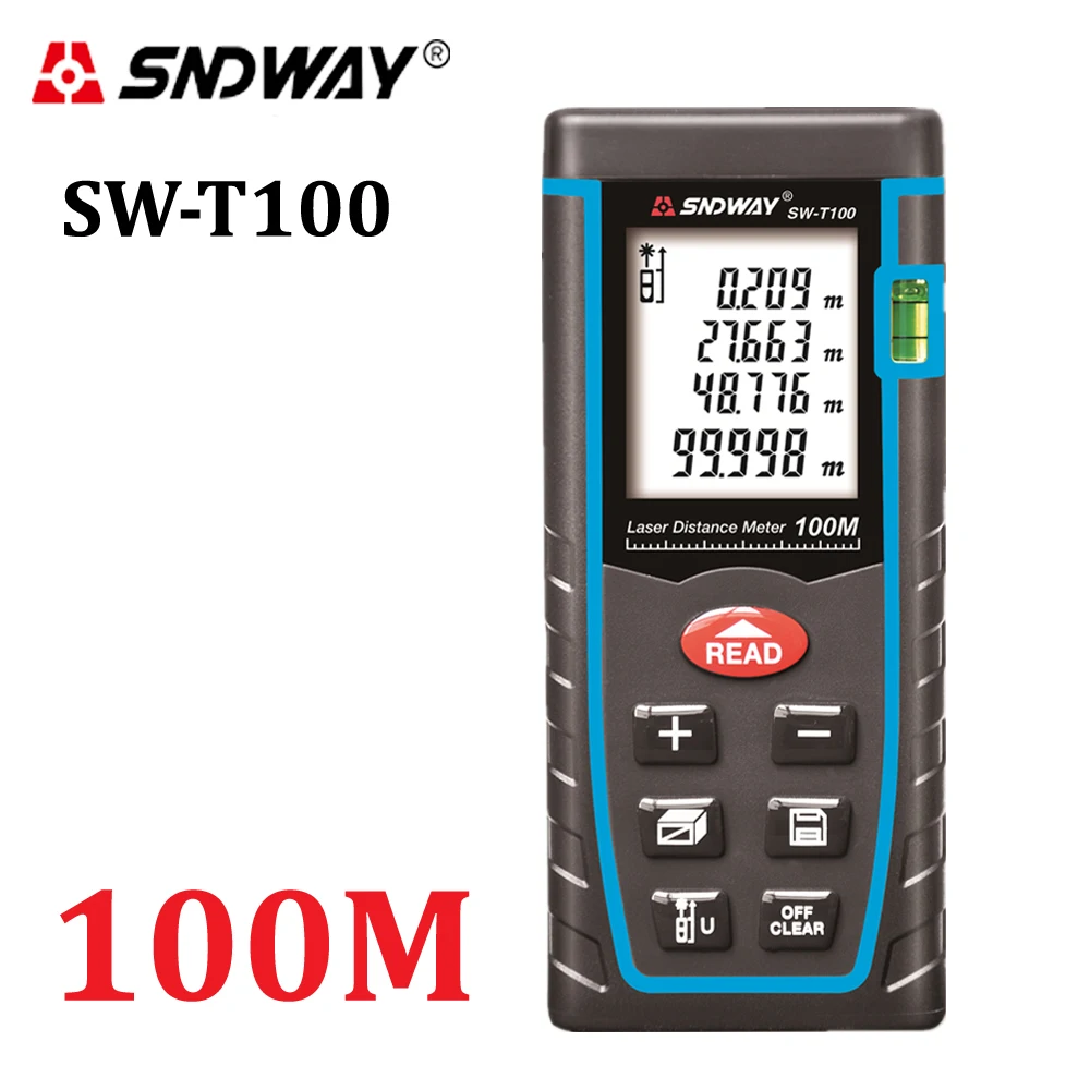 

SNDWAY T100 laser distance meter rangefinder 100m 328ft trena laser Bubble level range finder Building measure tape tester Tools