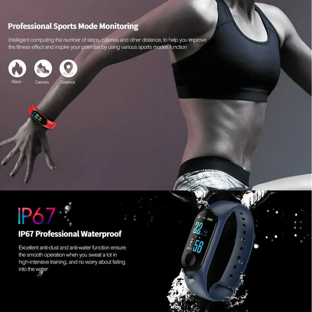 Смарт-Браслет фитнес-трекер кровяное давление HeartRate M3PLUS