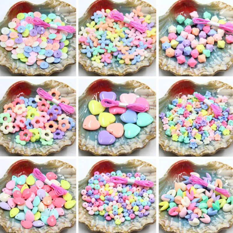 DIY геометрические акриловые бусины для детского изготовления ювелирных изделий