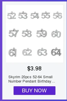Skyrim 20 штук Размеры 39-40 41, 42, 43 44 45, 46, 47, 48, 49, 50, 51, количество очарование серебристая металлическая подвеска DIY подходит для Цепочки и ожерелья/браслет ювелирные изделия