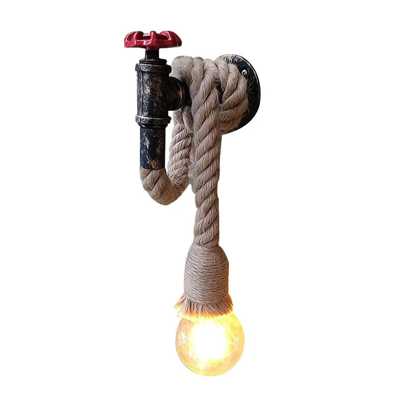 

Creative Water Pipe Hemp Rope E27 Wall Light Retro Industral Wind Iron Wall Lamp For Apartment Restaurant Aisle Corridor Cafe