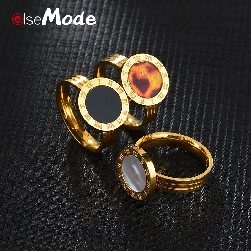 ELSEMODE модные римские цифры ракушки Роскошные обручальные свадебные кольца из