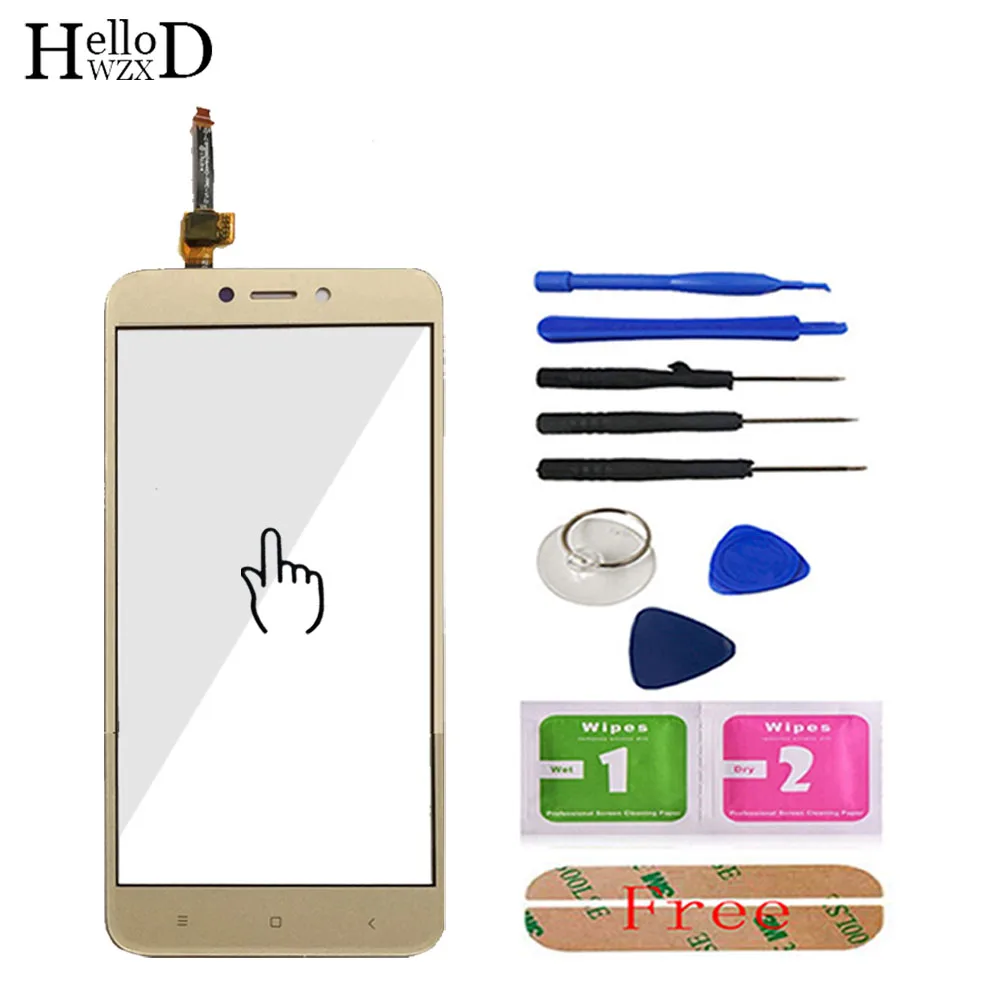 5.0'' Mobile Touch Screen For Xiaomi Redmi 4X Front Touch Glass Screen Glass Digitizer Panel Lens Sensor Tools Free Adhesive