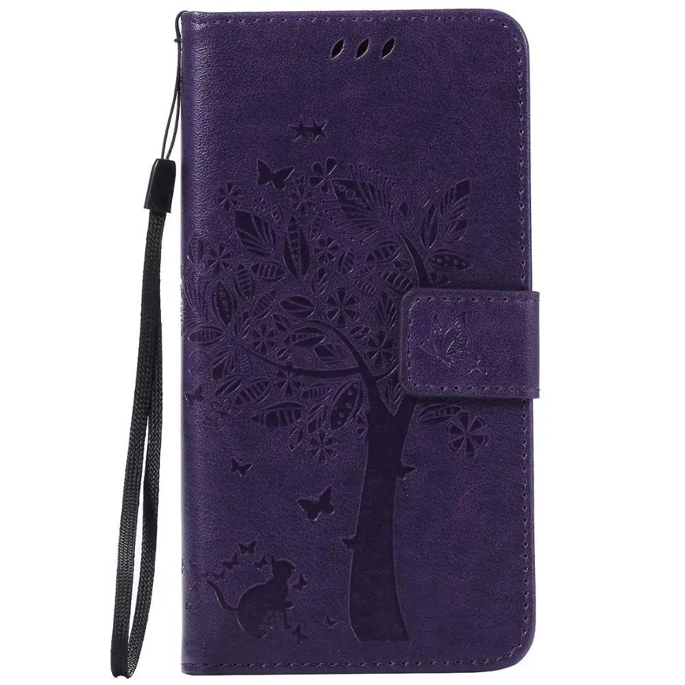 Кожаный чехол для sony Xperia Z3 Z4 Z5 Mini Plus Premium M2 M4 M5 X Performance XA Ultra XZ E4 E5 C5 Tree Cat Capa - Цвет: Фиолетовый