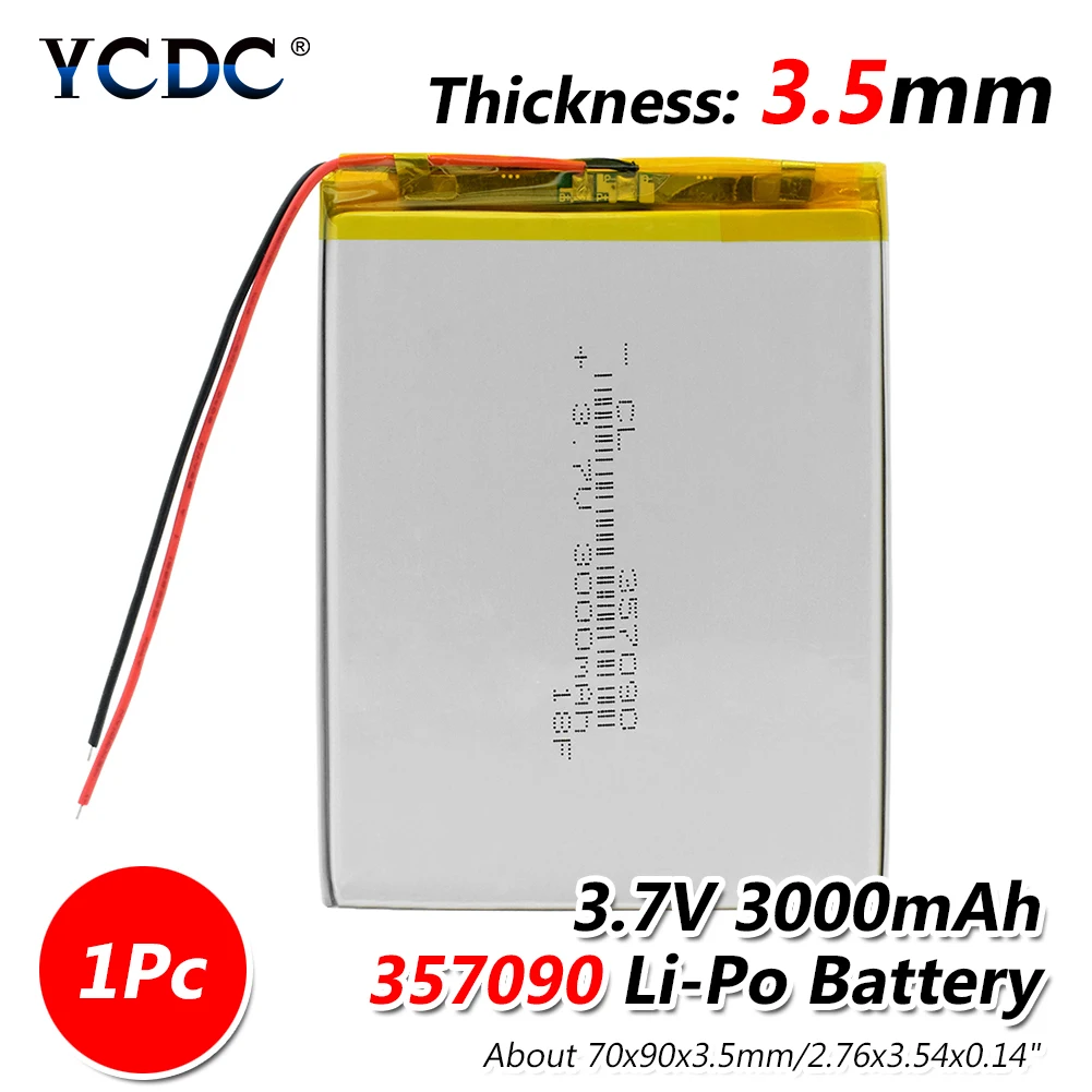 4 pieces 1/2/4 шт 3,7 V 357090 литий Батарея 3000mAh Li-po Lipolymer Перезаряжаемые аккумуляторные ячейки для Mp5 Dvd Gps Камера планшет электронная книга - Цвет: 4 pieces