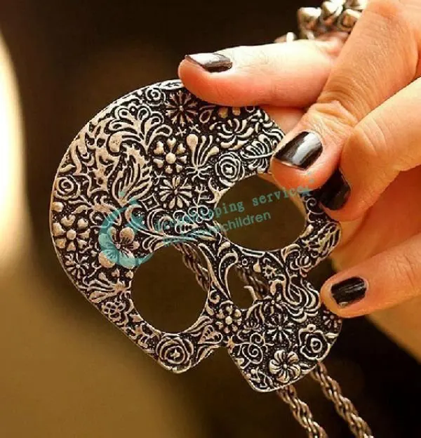 Free Shipping Elegant retro Gothic Skull sweater chain necklace Hot Drop | Украшения и аксессуары