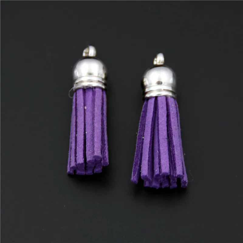 dark purple 50 шт. 38 мм кожаная кисточка для брелка для мобильного телефона, ремни, ювелирные изделия, волокно, бахрома, замша, кисточка, сделай сам, подвеска, летние ювелирные изделия, фурнитура - Цвет: dark purple
