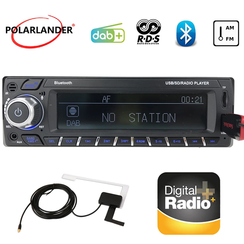 1 Din автомобильное радио DAB + RDS AM MP3/WMA ЖК экран FM USB SD машина для автомобильных Bluetooth