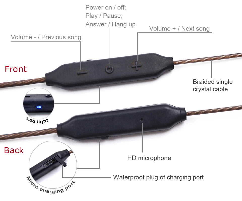 NiceHCK BT беспроводной Bluetooth 4 1 MMCX/2PIN/IE80/IM интерфейс Поддержка Apt X Aptx для IE80 IM50 SE846 ZS10 AS10 M6 N3 F3|Наушники и гарнитуры|