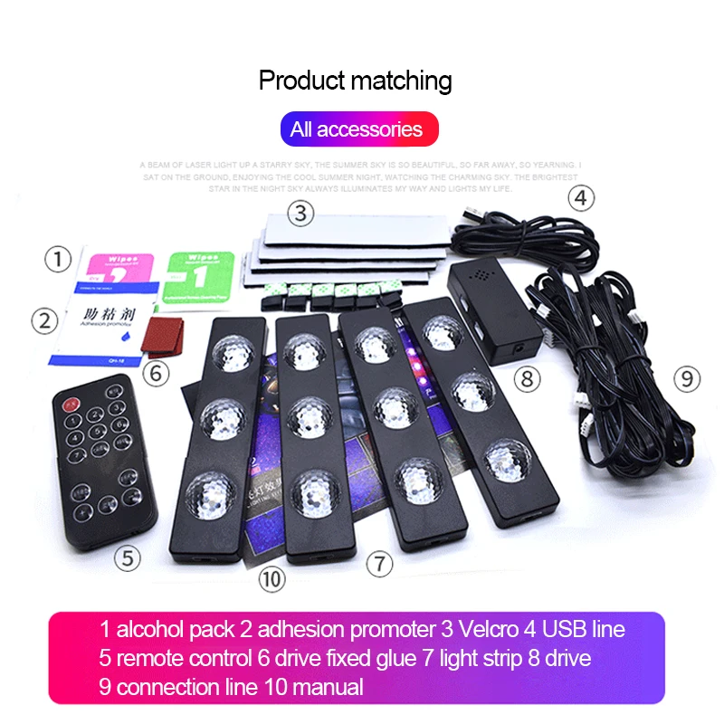 Автомобильные аксессуары подсветильник для ног USB светодиодсветодиодный