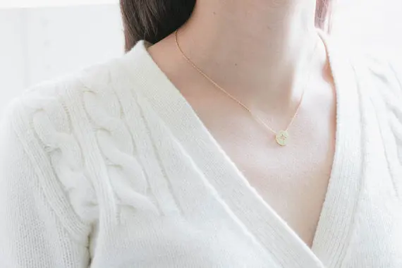 

30PCS Fashion Small Compass Necklaces Pendant Charm for Women Men South Direction Necklace Disc Circle Disk Necklaces