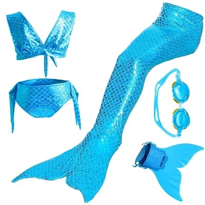 Blue 19 set 1 Детский осенний популярный стильный Русалка Моноласты, хвосты для купания Фин Флиппер Косплэй костюм девочки; Дети Купальник «Ариэль» в виде хвоста русалки для плавания - Цвет: Blue 19 set 1