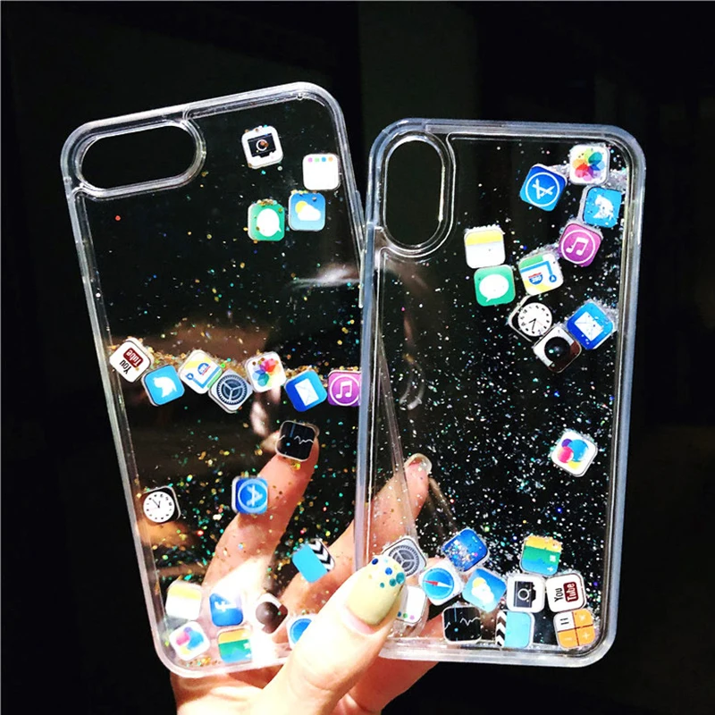 Чехол Quicksand Capinha для iPhone 5, 5S, SE, 8, 8 Plus, 7, 7 Plus, 6 s Plus, динамический жидкий Жесткий Чехол для iPhone 5, X, XR, XS, Max, приложение Capa