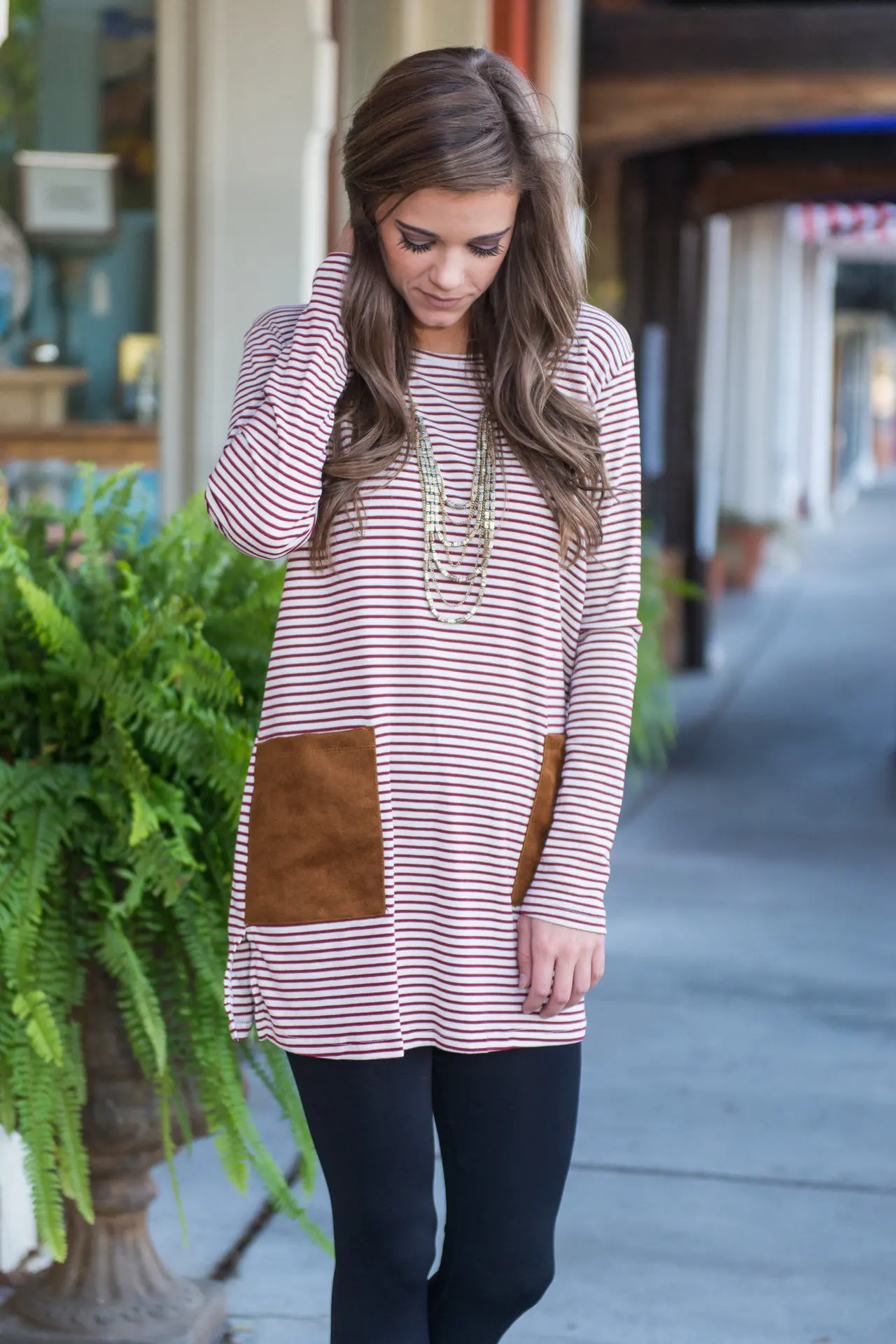 2018 New women's spring long sleeve fashion T-shirt striped printing pockets t shirts knit cotton fabric O-neck top | Женская одежда