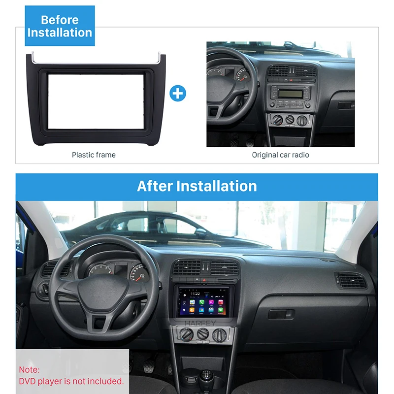 Комплект для установки Harfey 2 Din комплект отделки панели приборов Volkswagen Polo 2014