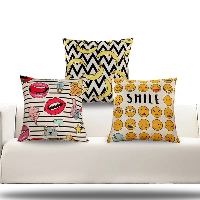 Rubihome (3 шт./компл.) с рисунком бананов улыбка декоративные Чехлы для подушек Пледы