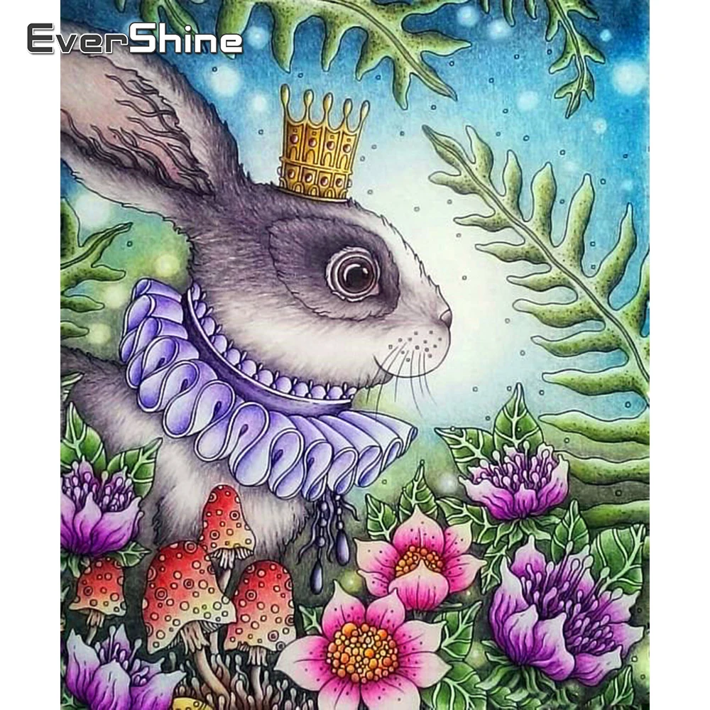 EverShine 5D Алмазная мозаика полный дисплей животные картина кролик Стразы