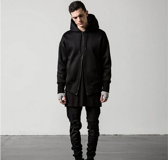 WOW High street 2015 bramd new fashion space cotton double zipper hoodies KANYE YEEZY men's hip hop streetwear jacket outerwear | Мужская