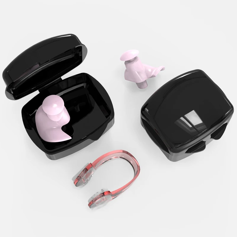 nose clip and earplu Дети плавать ming нос клип водонепроницаемый силиконовые ушные затычки для плавания для взрослые Пловцы дайвинг мягкий анти-шум ушной затычки с Чехол - Цвет: nose clip and earplu
