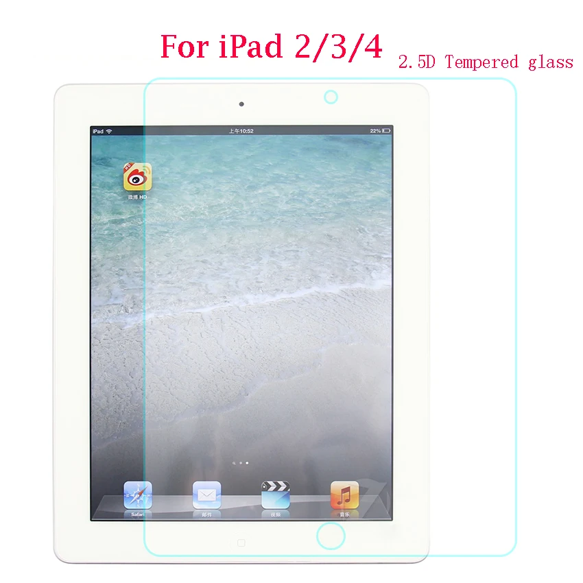 Закаленное Стекло для Apple iPad 2/3/4 Экран протектор 9,7 ''с уровнем твердости 9H 2.5D пленочное покрытие A1460 A1459 A1458 A1416 A1396 A1403 HD Стекло гвардии
