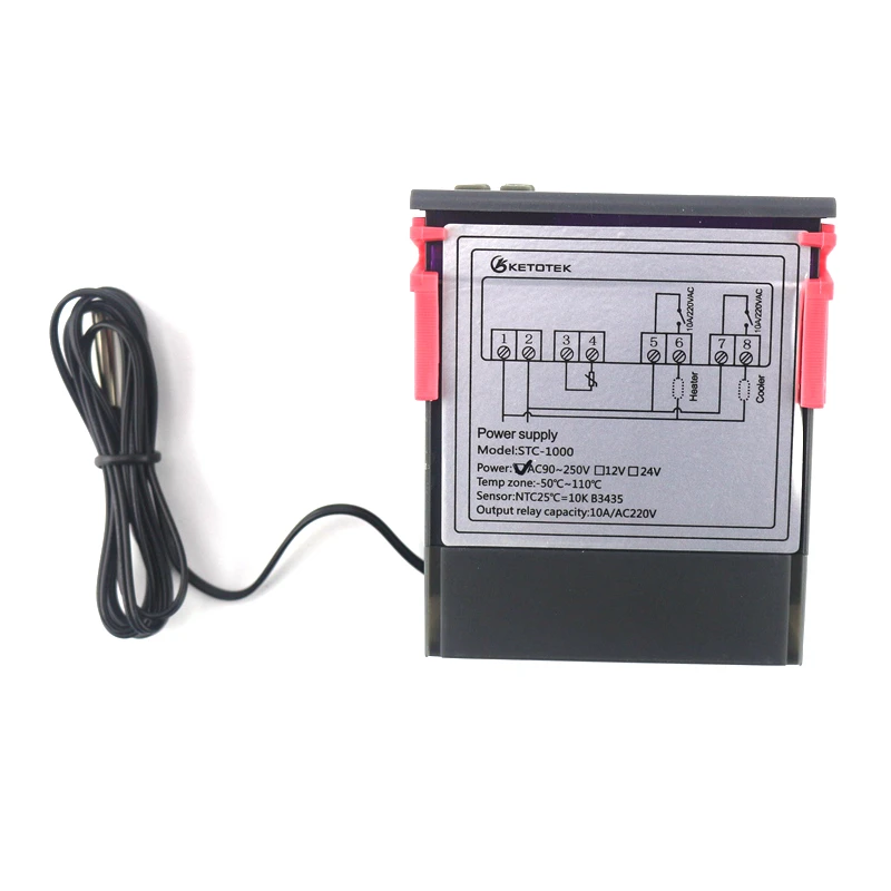 10A реле термостат для инкубатора 110~ 220VAC 12V 24V Цифровой Температура регулятор два реле Выход с 1 м Сенсор